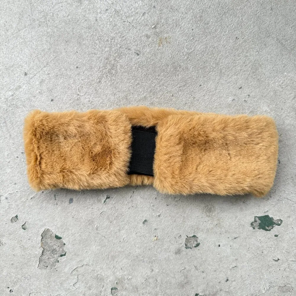 Brown Faux Fur Headband Head Wrap